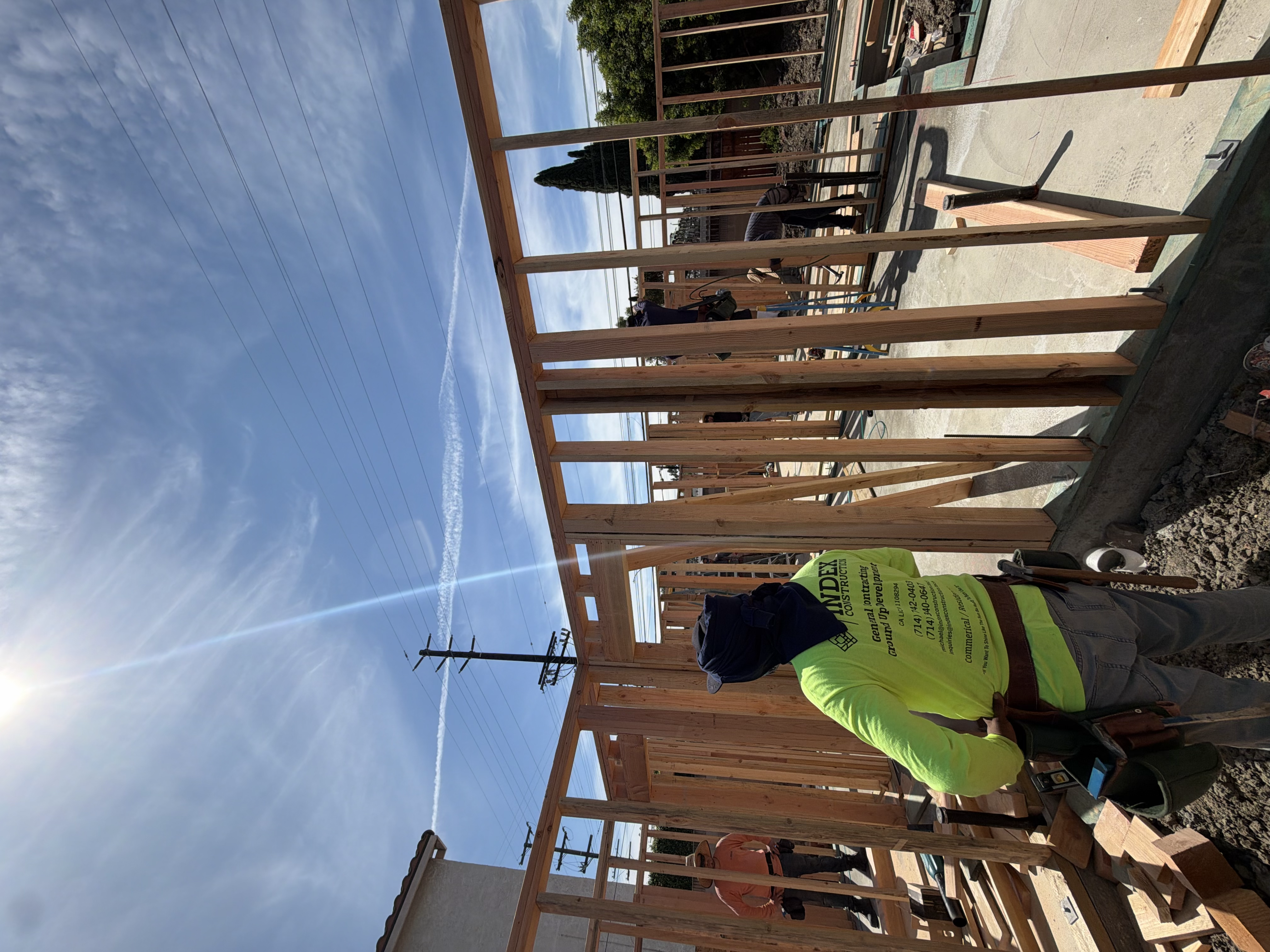 Construction crew framing a residential structure