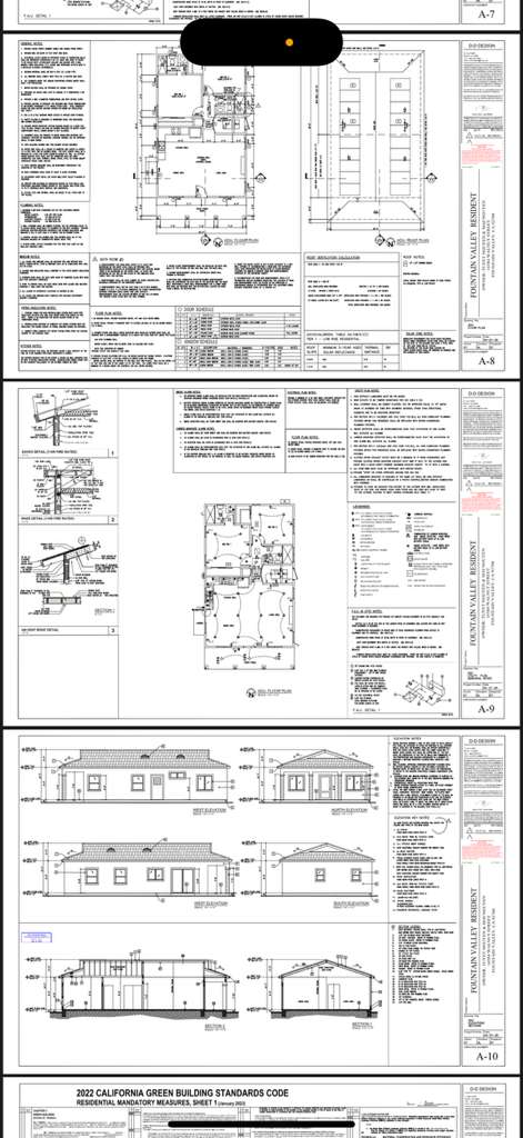 Architectural blueprints and floor plans for residential project